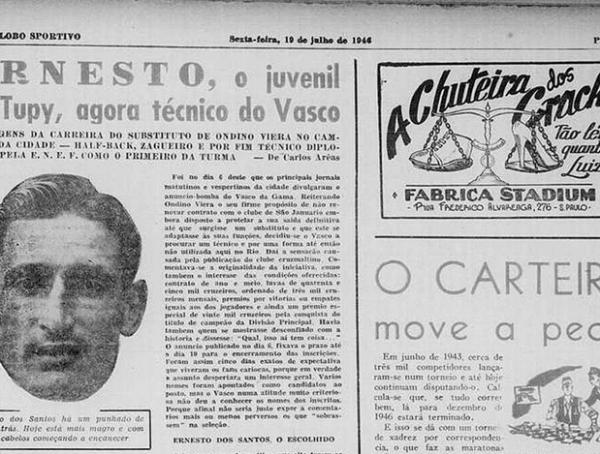 Vasco fez anncio para escolher tcnico em 1946