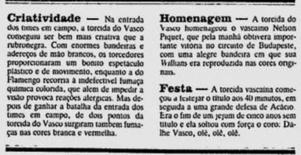Pequenos Vascanos Jornal do Brasil 1987
