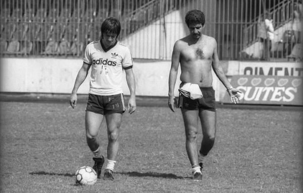 Dunga e o treinador Joel Santana em So Janurio: Vasco campeo estadual 1987