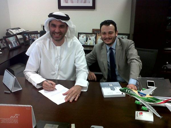 Ahmed Hashim Khoory, vice-presidente da Fly Emirates, e Franck Assuno