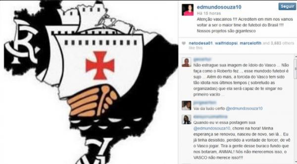 Edmundo promete em rede social que o Vasco voltar a ser o maior time do pas