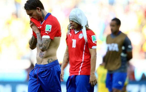 Pinilla no evitou a eliminao do Chile contra o Brasil
