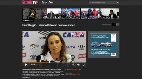 Gazzetta TV reproduziu vdeo da Vasco TV