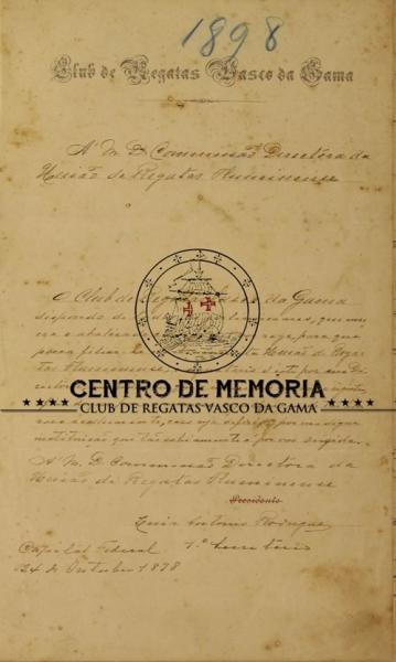 Pedido de filiao do Vasco  Unio de Regatas Fluminense, 24 de outubro de 1898.