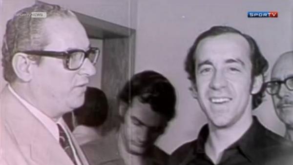 Agathryno Silva Gomes, ento presidente do Vasco, e Tosto em 1972