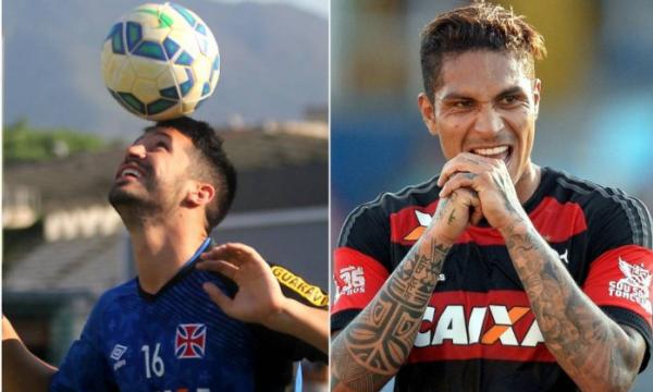 Luan, zagueiro do Vasco, e Guerrero, atacante do Flamengo: invencibilidade e jejum de vitrias em disputa no clssico