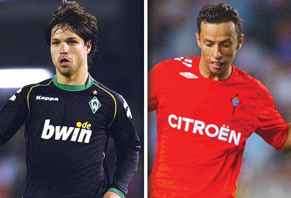 Diego, com a camisa do Werder, levou a melhor sobre o Celta de Nen na Copa da UEFA 2006/07