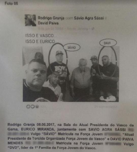 Relatório do Gepe mostra Rodrigo Granja (Batata) à frente, Savio e outros membros de organizada com Eurico