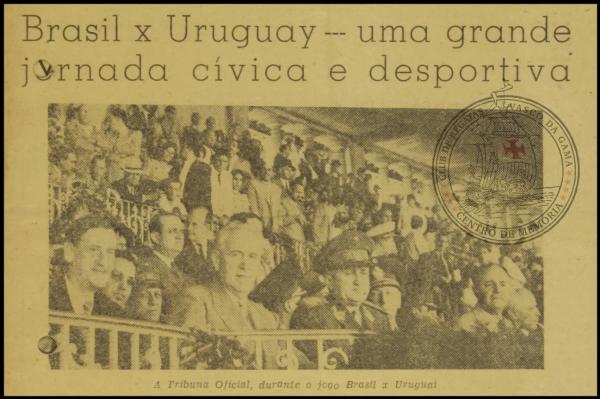 Imagem da Tribuna de Honra no dia da partida entre Brasil e Uruguai, que foi vencida pelos brasileiros por 6 a 1