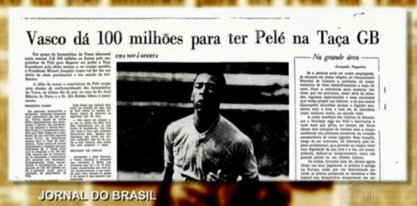 Manchete do Jornal do Brasil sobre a intenção do Vasco de contratar Pelé