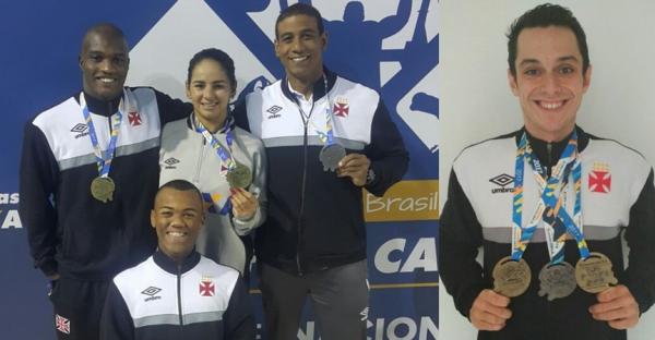 Luan Santos, Camille Rodrigues, Carlos Henrique Rosa e Andriel Salino (1) / Caio Oliveira exibe medalhas do Circuito Brasileiro (2)