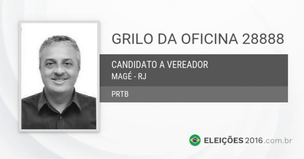 Ficha de Grilo como candidato a vereador de Magé; segundo sócio, Nilson Gonçalves o apoiou em campanha
