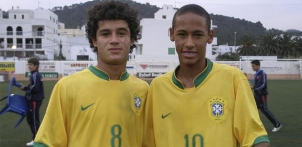 Coutinho e Neymar na Seleção Sub-15 em 2007