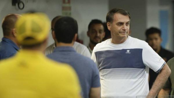Jair Bolsonaro em um campeonato de jiu-jítsu na Barra