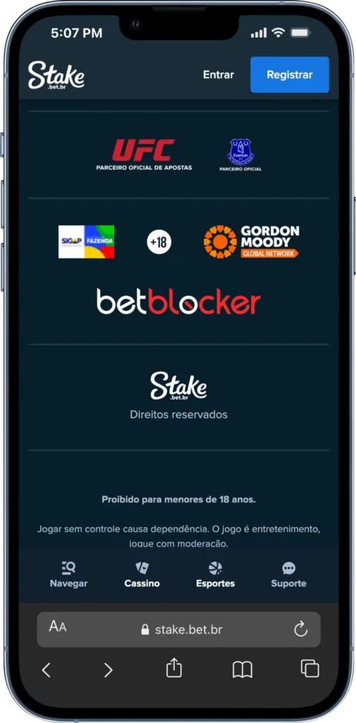 Stake &eacute; confi&aacute;vel e patrocina o UFC e o Everton