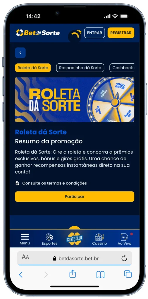 c&oacute;digo promocional bet d&aacute; sorte com roleta da sorte