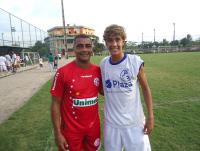 Romrio com o filho Romarinho no CFZ antes da pelada