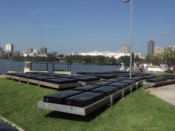 At ser transportada para a Sede Nutica vascana, a nova rampa ficou por algumas semanas no Estdio de Remo da Lagoa aps chegar de Angra dos Reis, onde foi confeccionada