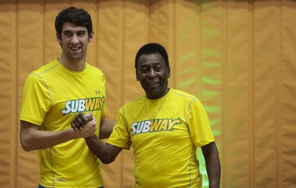 Michael Phelps e Pel em evento nesta 4-feira