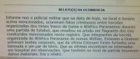 Relato da ocorrncia na Arena Joinville: fatos criminosos