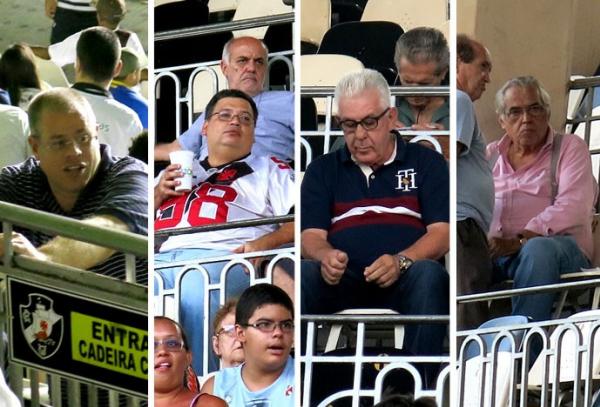 Monteiro, Gonalves, Horta e Eurico: candidatos assistiram a partida prximo nas sociais do Vasco