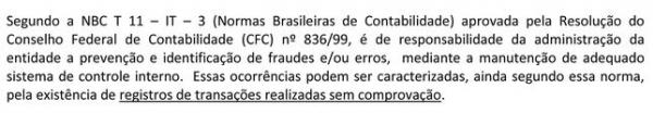 Primeiro pargrafo do primeiro ponto do texto deixa claro de quem  a responsabilidade pelo controle interno
