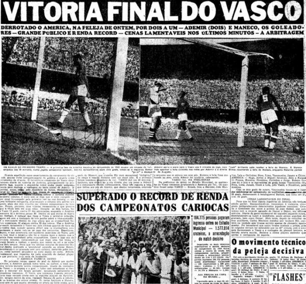 Reproduo da capa da seo de esportes do jornal O Globo destacando o ttulo histrico