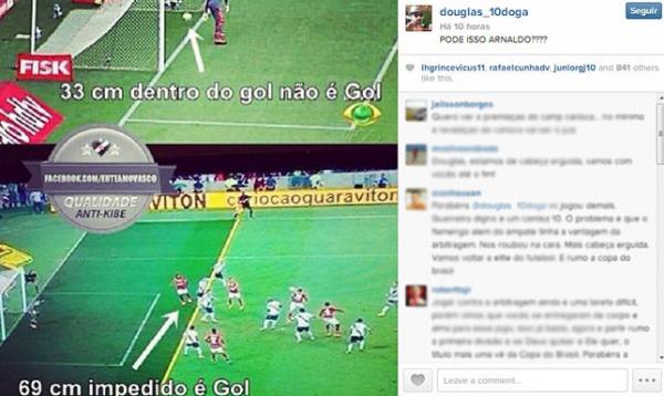 Douglas postou a foto do gol que fez de falta, ainda no primeiro turno, e o lance do ltimo domingo