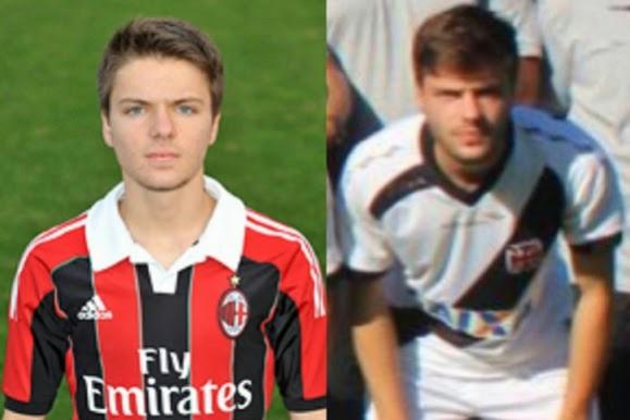 Muriel Dorigatti com as camisas de Milan e Vasco