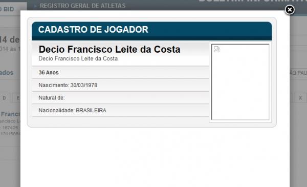 O nome de D�cio Francisco consta no BID da CBF
