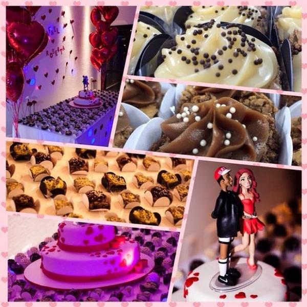 Detalhes dos docinhos, bolos e bonequinho do bolo