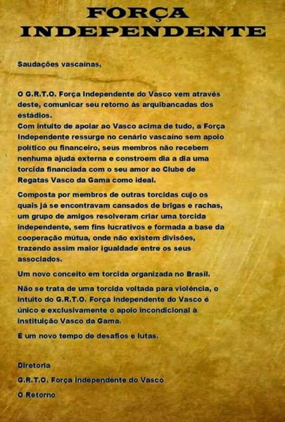 Fora Independente do Vasco 2014