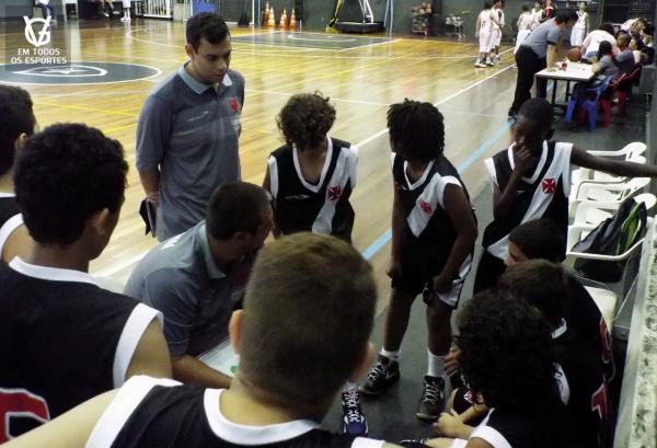 O treinador David Gaglianone, com seu auxiliar Tadeu Leonardo, orientam seus atletas.