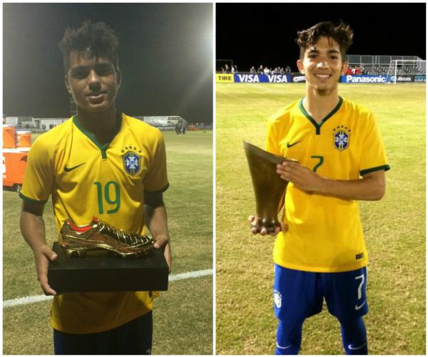 Evander exibe Chuteira de Ouro e Andrey o trofu do Nike Friendlies
