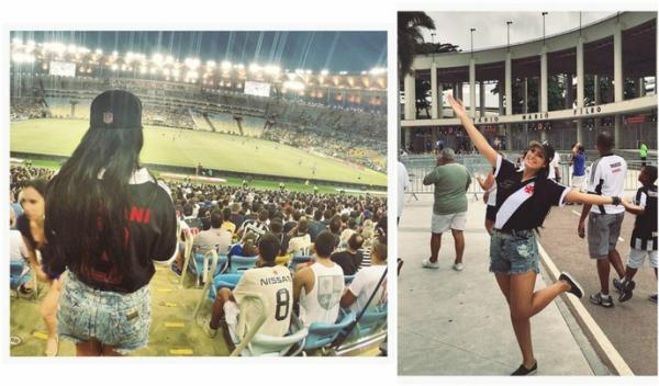 Dbora Lyra foi ao Maraca com uma camisa feita em homenagem ao tambm capixaba Geovani