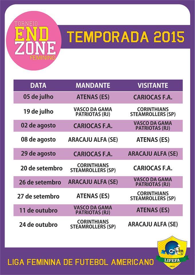 Futebol Americano Feminino: Confira a tabela de jogos do Vasco no Torneio  End Zone - NETVASCO