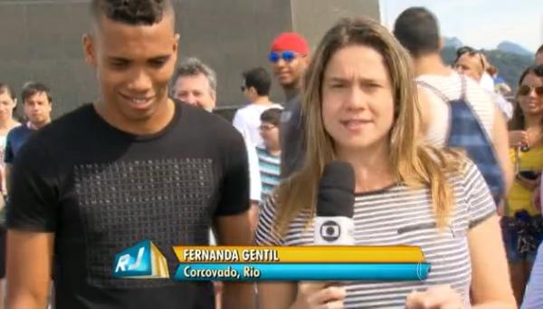 Madson cumpriu promessa e visitou o Cristo Redentor com a reprter Fernanda Gentil
