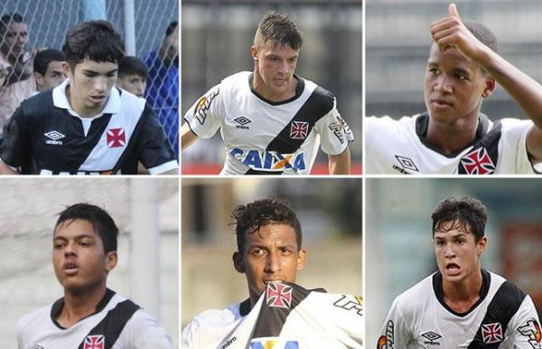 Andrey, Kayzer e Alan Cardoso (em cima); Evander, Caio e Mateus (embaixo)