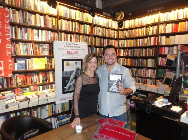 Giselda Bellini e Walmer Peres no evento que marcou o lanamento do livro