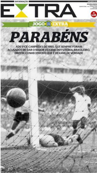 Capa do jornal Extra de 9 de julho de 2014