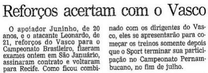 Juninho e Leonardo anunciados pelo Vasco