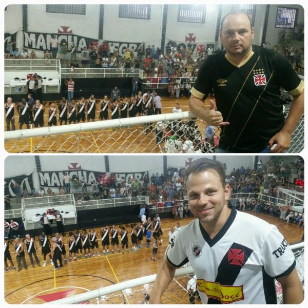 Marcelo Lages e Igor acompanharam com viso privilegiada a exibio do basquete vascano.