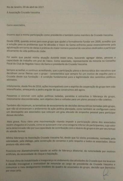 A carta de renncia do presidente da 