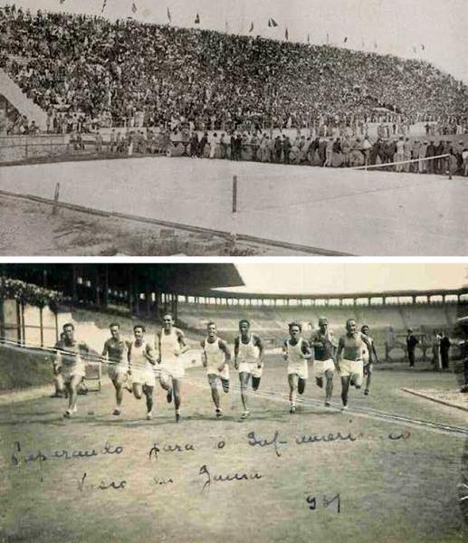 Quadra de tnis e atletismo em So Janurio: pista de corrida ficava no entorno do campo do Vasco at o fim dos anos 1980