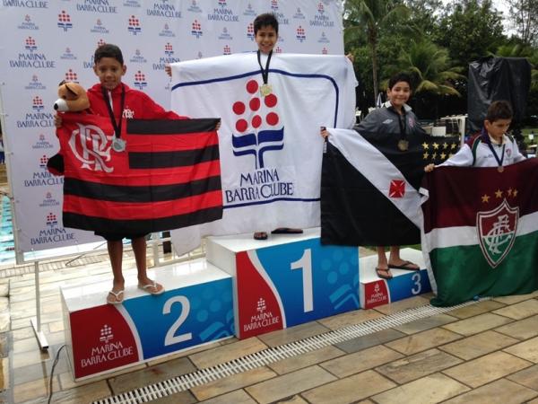 Miguel Severo comemorando o Bronze nos 50m Peito