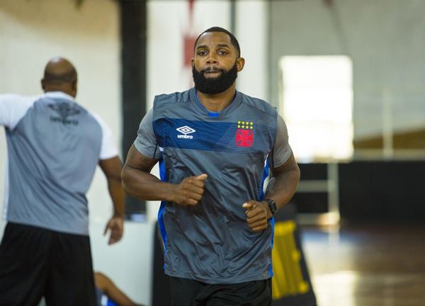 David Jackson no treino desta terça-feira