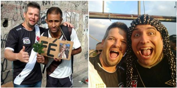 Weliton Bonomo, fundador da Venecianos da Colina, com dois famosos torcedores vascaínos