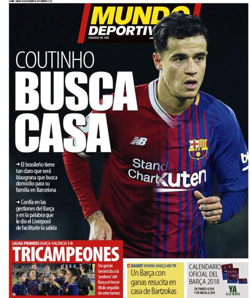 Capa Mundo Deportivo Coutinho Barcelona