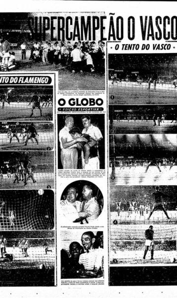 Capa de O GLOBO do dia seguinte exaltando a conquista do Vasco 