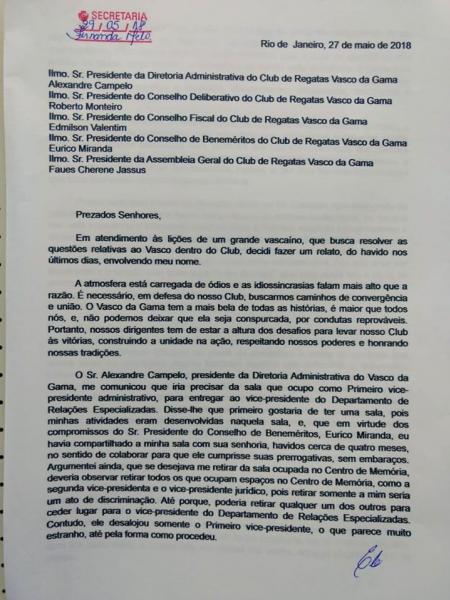 Fac-símile da primeira página da carta